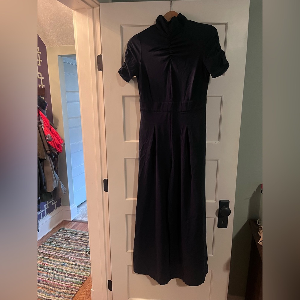 Vintage Blue pleated jumpsuit with pockets